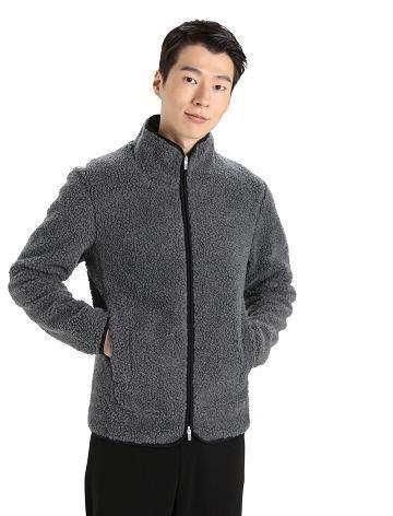 Pánské Mikiny S Kapucí Icebreaker RealFleece™ Merino High Pile Long Sleeve Zip Šedé Černé | CZ 1700YXFU